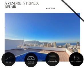 Vente  A VENDRE F5 313 M2 VUE SUR MER TRIPLEX BELAIR  duplex, a A VENDRE F5 313 M2 VUE SUR MER TRIPLEX BELAIR 